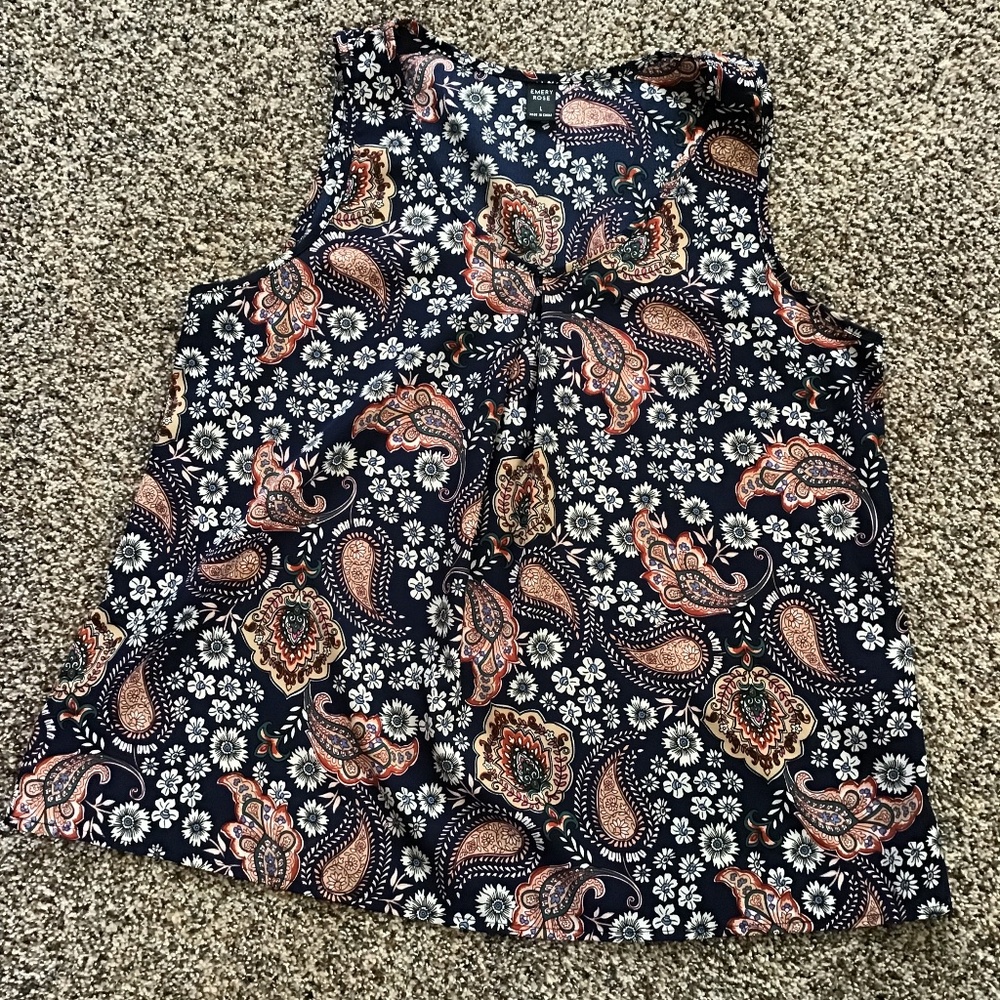 Emory Rose Sleeveless Blouse Sz L